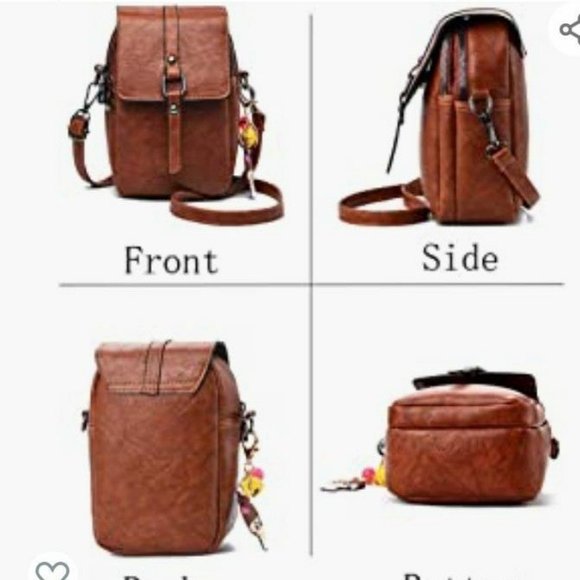 TAN leather Crossbody Perfect size  Unisex - Picture 5 of 5